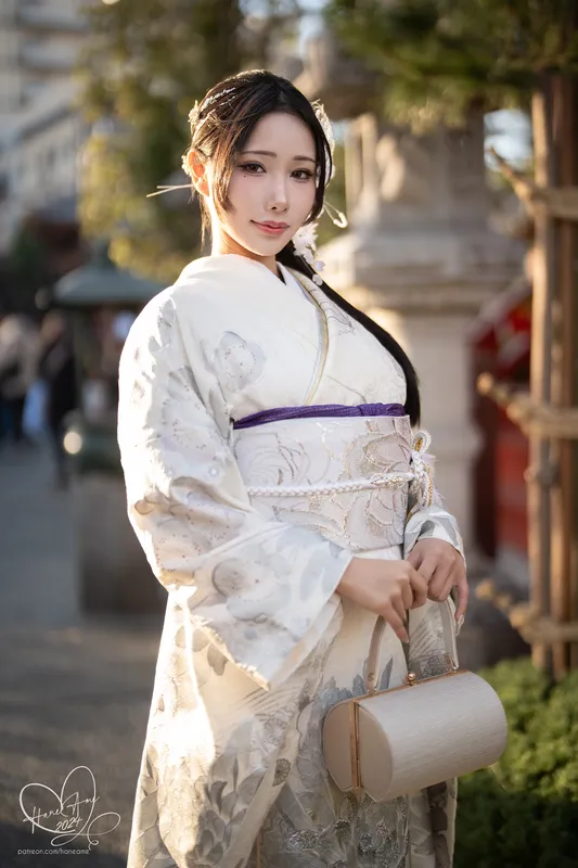 Original 2024 New year Silver Kimono - 雨波_haneame